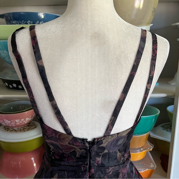 Lulus Imagine Romance Black Floral Print Organza Skater Dress - Size XS - Picture 7 of 16